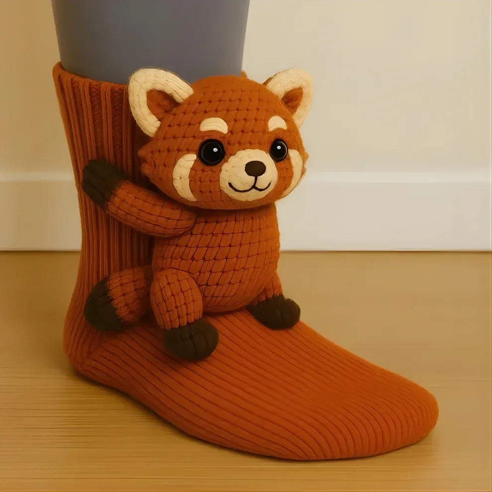 CozyPaws | Chaussettes Cocooning Antidérapantes avec Motif Animal 3D