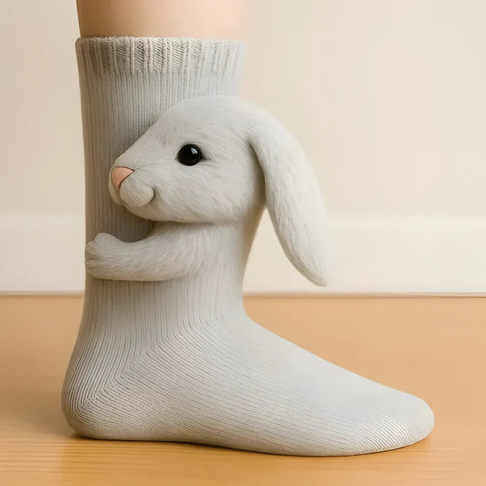 CozyPaws | Chaussettes Cocooning Antidérapantes avec Motif Animal 3D