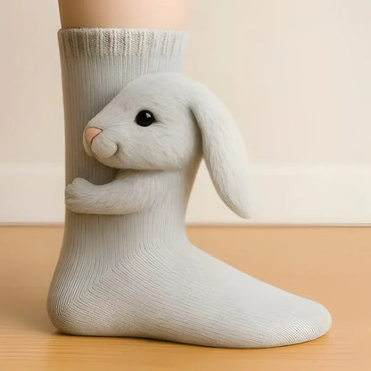 CozyPaws | Chaussettes Cocooning Antidérapantes avec Motif Animal 3D