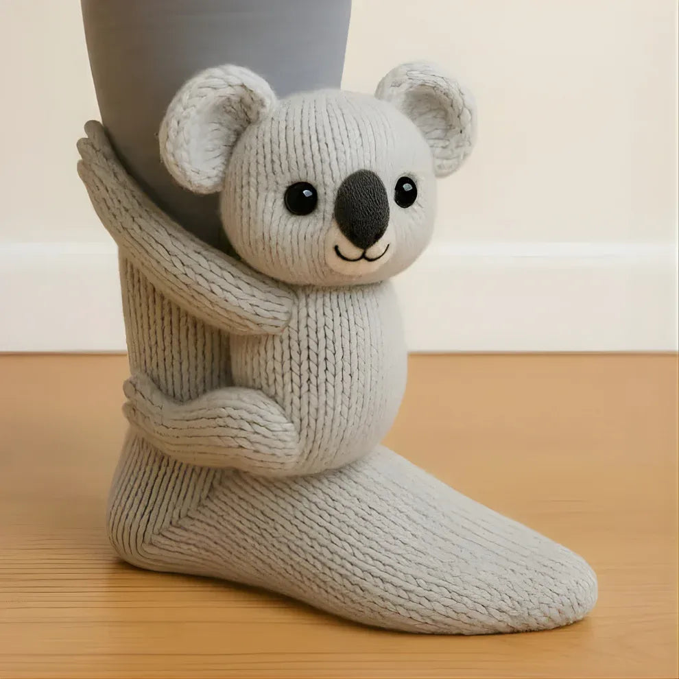 CozyPaws | Chaussettes Cocooning Antidérapantes avec Motif Animal 3D
