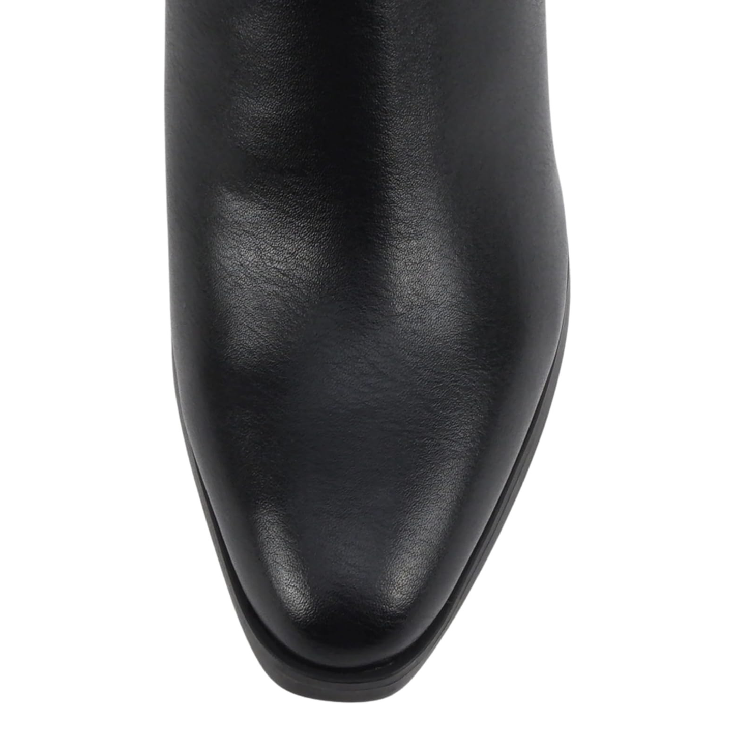 Bottes hautes pour femme à talon bloc et bout pointu - effet cuir noir