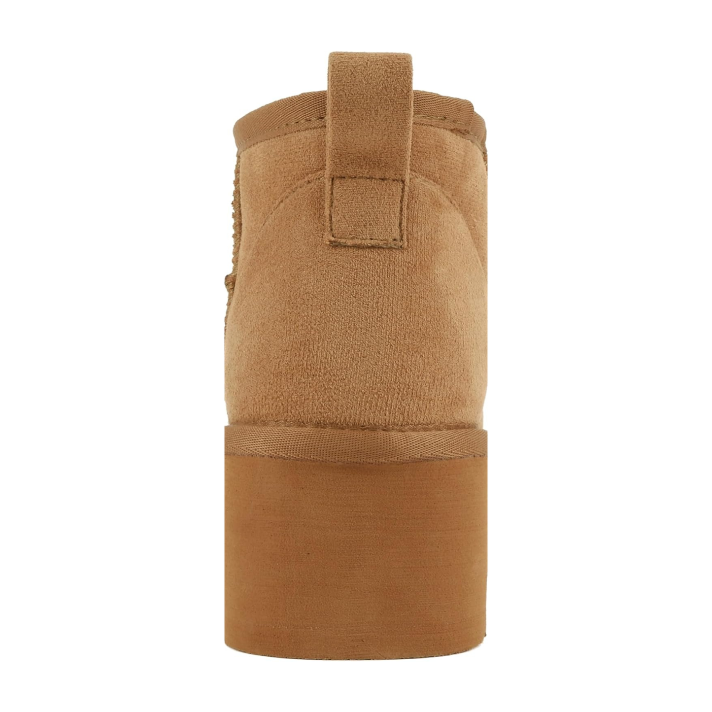 Bottines plateforme camel en simili daim vegan doublées chaud, semelle épaisse