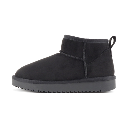 Bottines courtes noires en suédine avec semelle épaisse crantée et doublure chaude