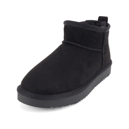 Bottines courtes noires en suédine avec semelle épaisse crantée et doublure chaude