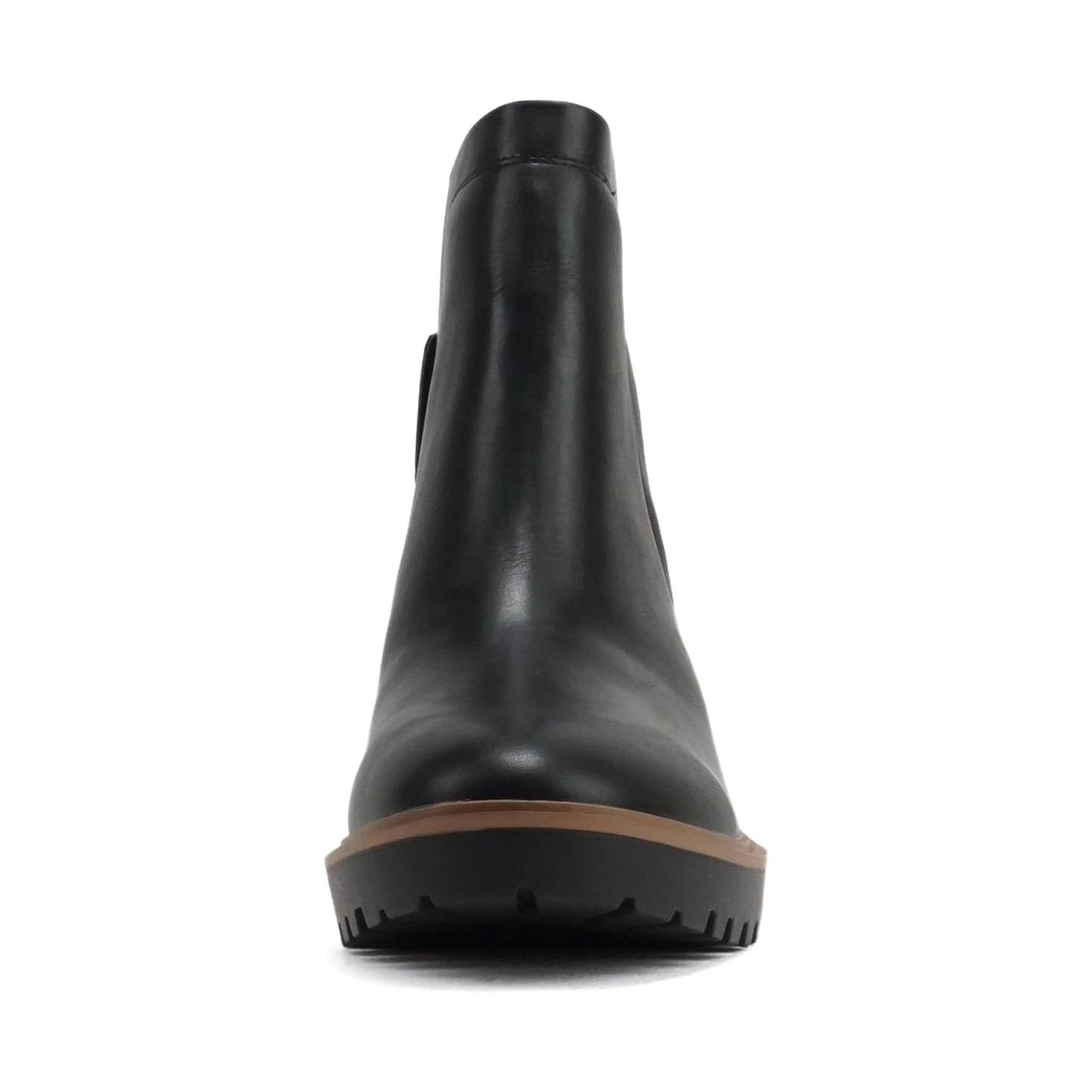 Bottines chelsea noires à talon compensé bas et arrière effet croco pour femme