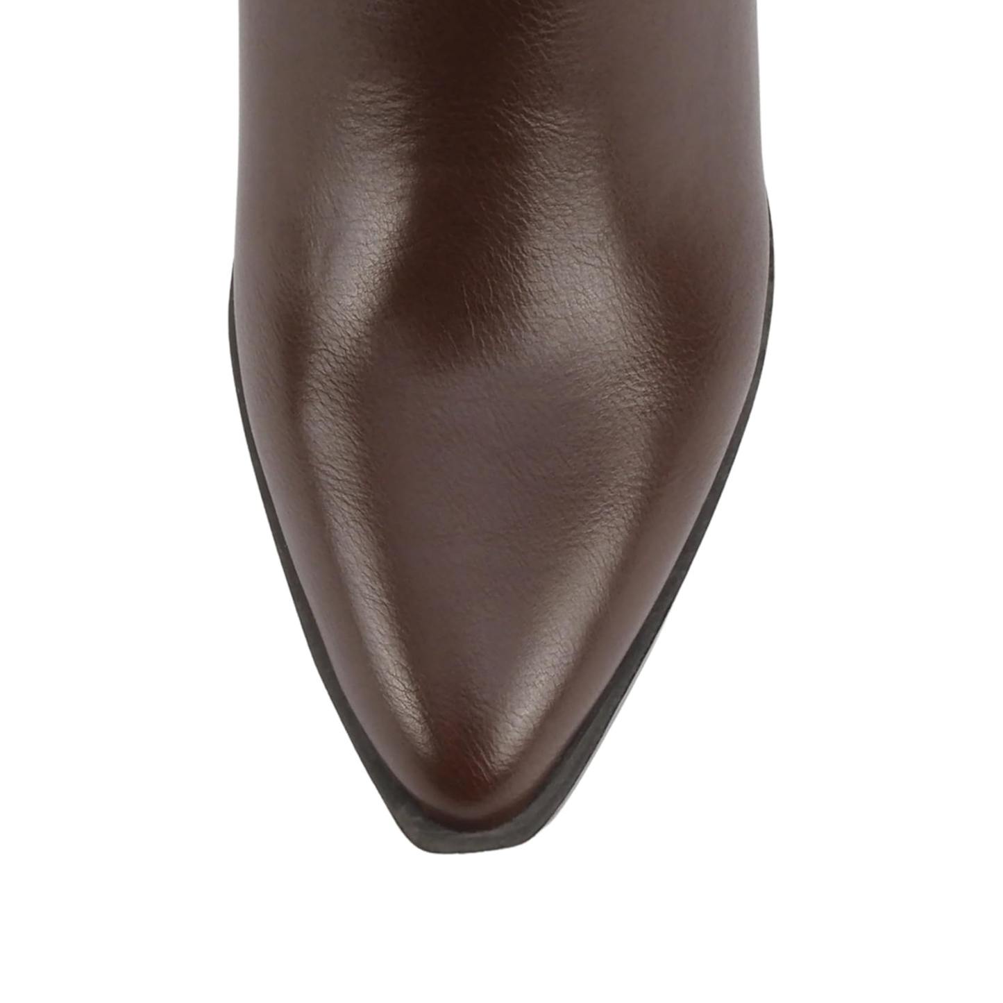 Bottes hautes marron à talon bloc et bout pointu, fermeture zippée pour femme