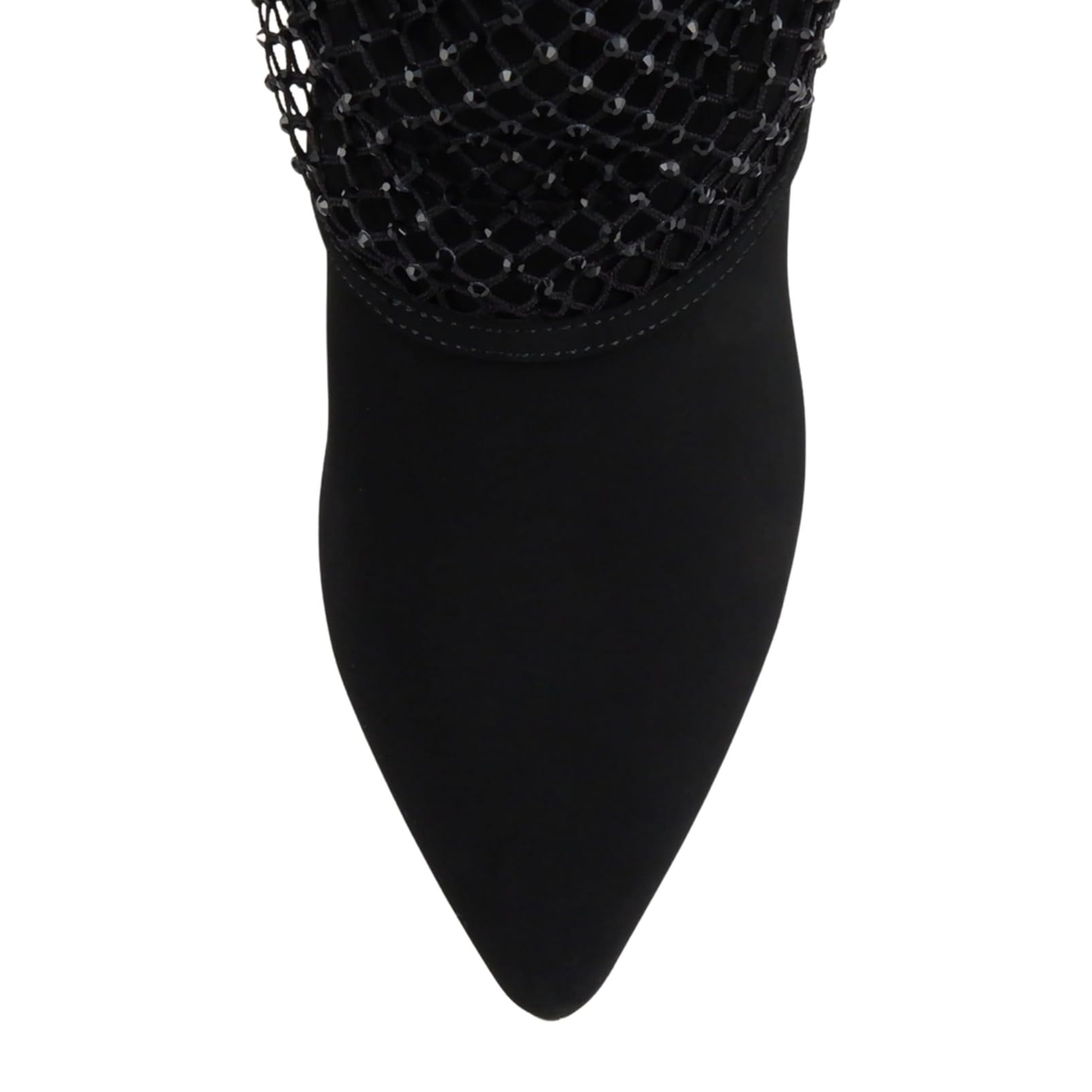 Bottes hautes noires à talon fin et tige ornée de strass pour femme