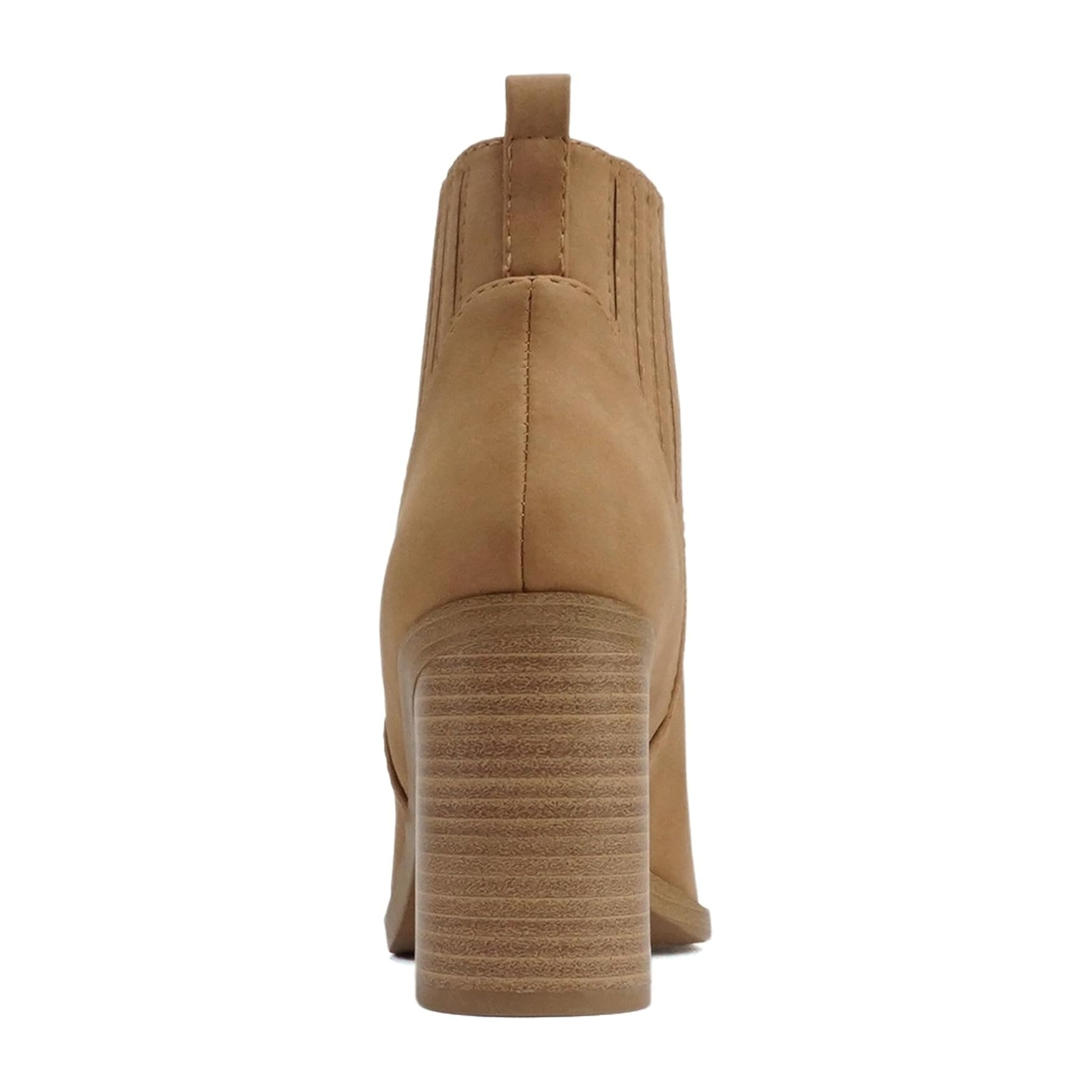 Bottines chelsea camel en simili daim à talon bloc haut et élastiques latéraux pour femme