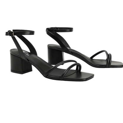 Sandales à talons carrés pour femme – bout ouvert avec brides