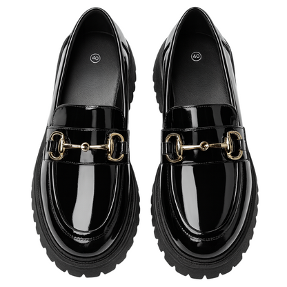 Loafers pour Femme à Semelle Plateforme – Chaussures Slip-On Confortables avec Boucle Métallique