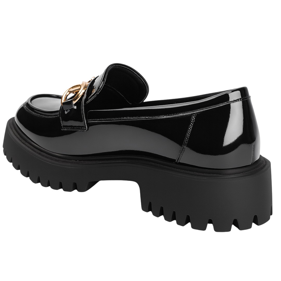 Loafers pour Femme à Semelle Plateforme – Chaussures Slip-On Confortables avec Boucle Métallique