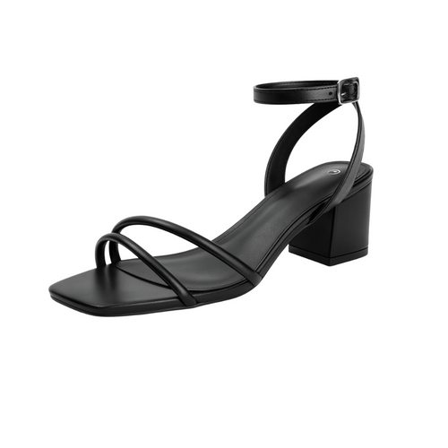 Sandales à talons carrés pour femme – bout ouvert avec brides