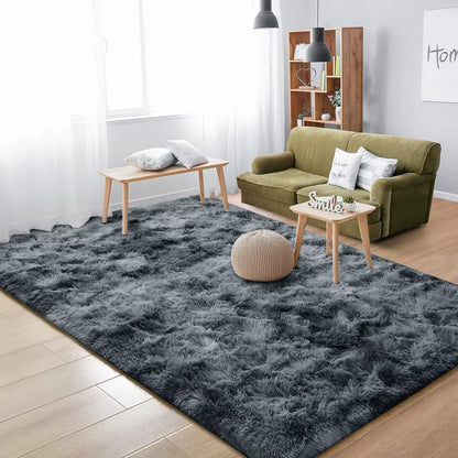 Tapis Shaggy Moelly | Tapis de salon et chambre effet tie-dye, doux et antidérapant