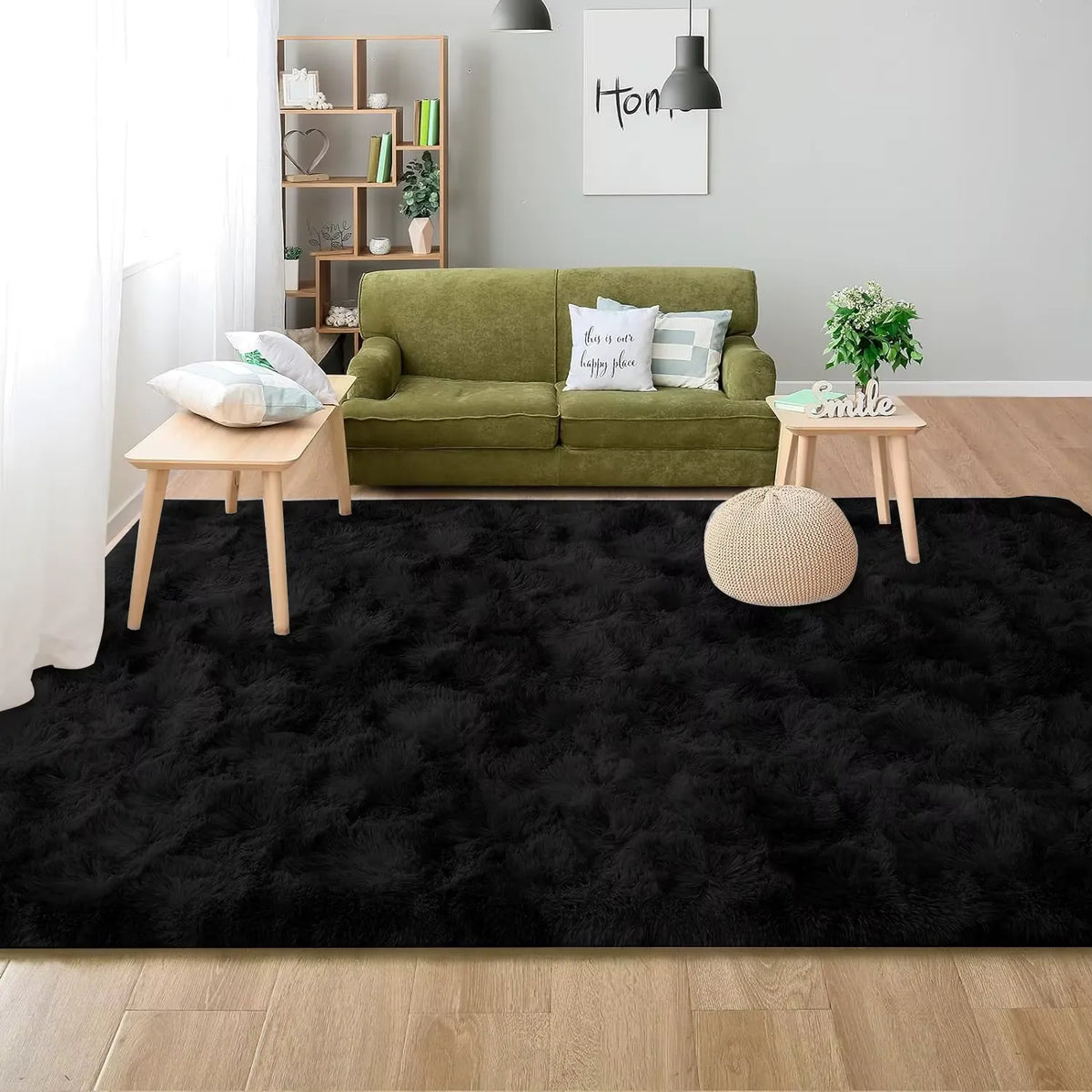 Tapis Shaggy Moelly | Tapis de salon et chambre effet tie-dye, doux et antidérapant