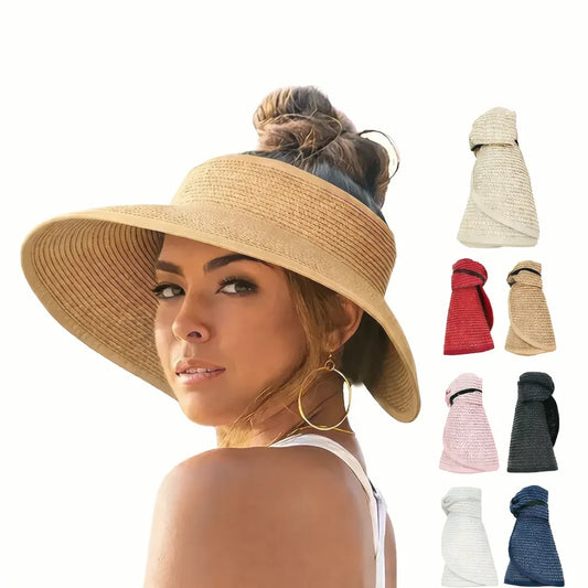 Pratique Nomade – Visière chapeau paille femme pliable