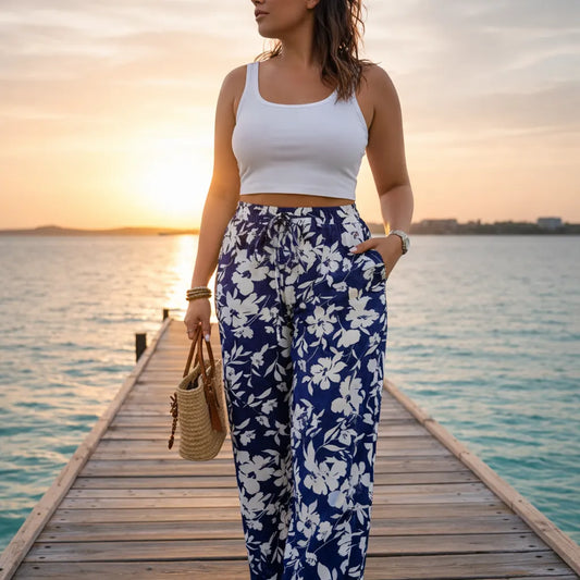 Élise Pantalon fluide été femme – Coupe large élégante