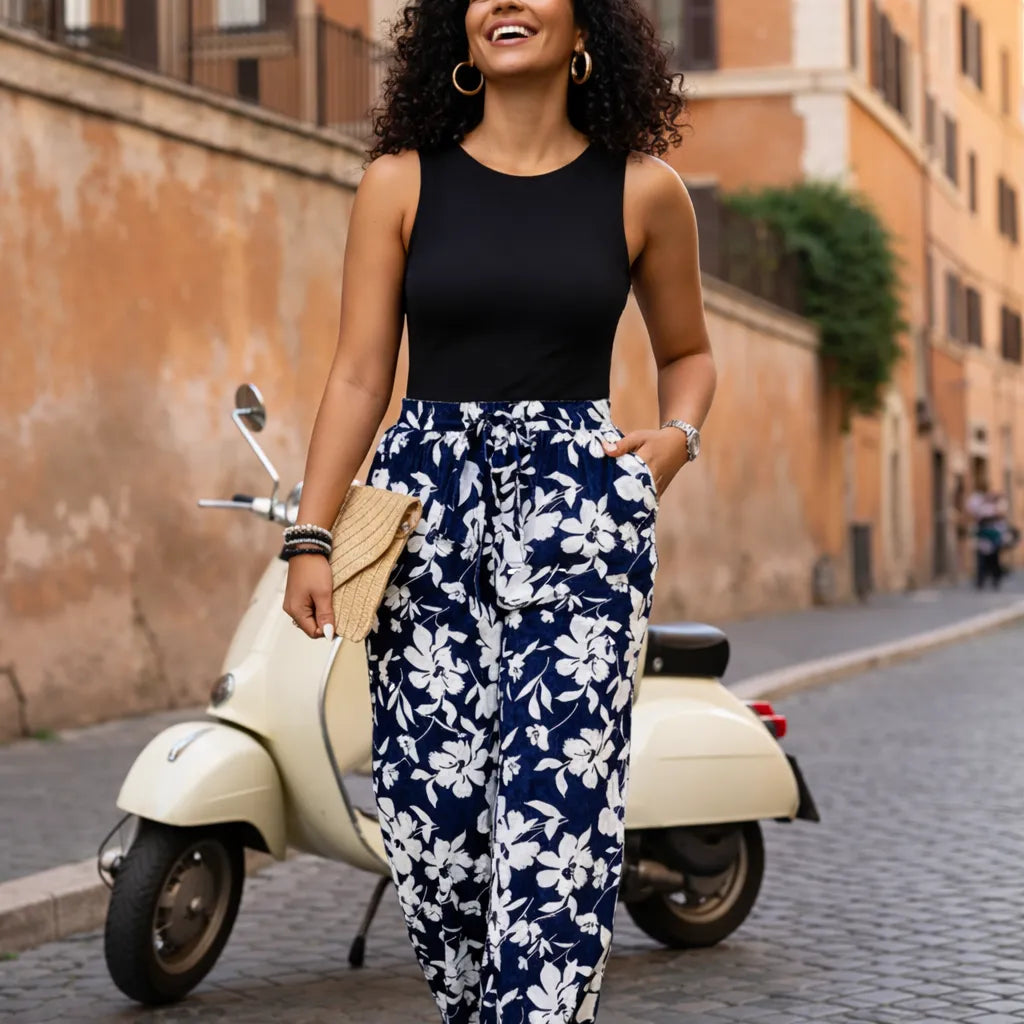Élise Pantalon fluide été femme – Coupe large élégante