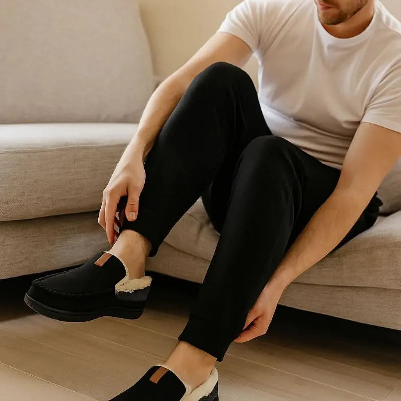 TERRAWOOL | Mocassins Homme Chauds en Laine Synthétique pour la Maison
