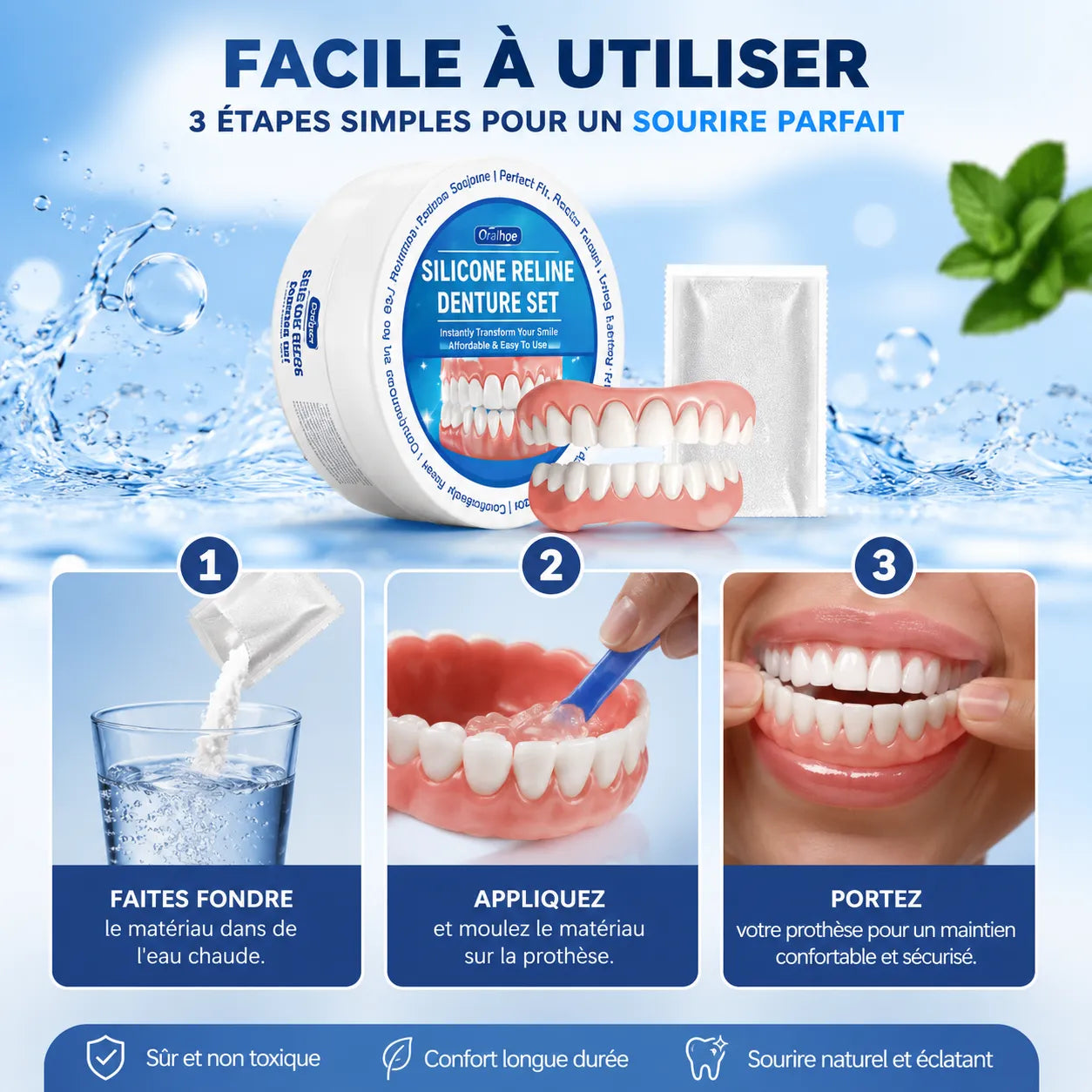 SmileFlex | Prothese Dentaire Amovible avec Dentier en Silicone Souple