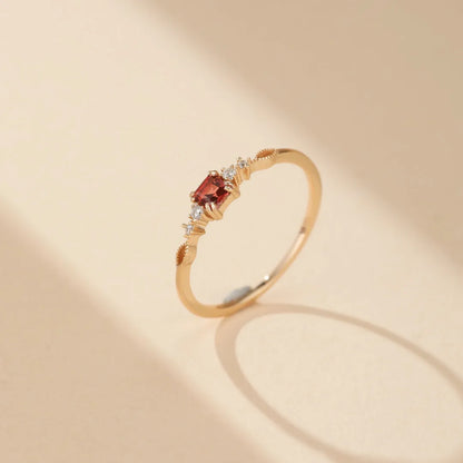 Bague Éclat Grenatique | Bague femme en grenat et argent 925 plaqué or