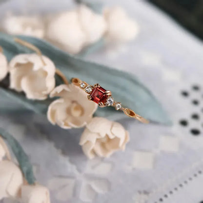 Bague Éclat Grenatique | Bague femme en grenat et argent 925 plaqué or