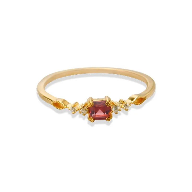 Bague Éclat Grenatique | Bague femme en grenat et argent 925 plaqué or
