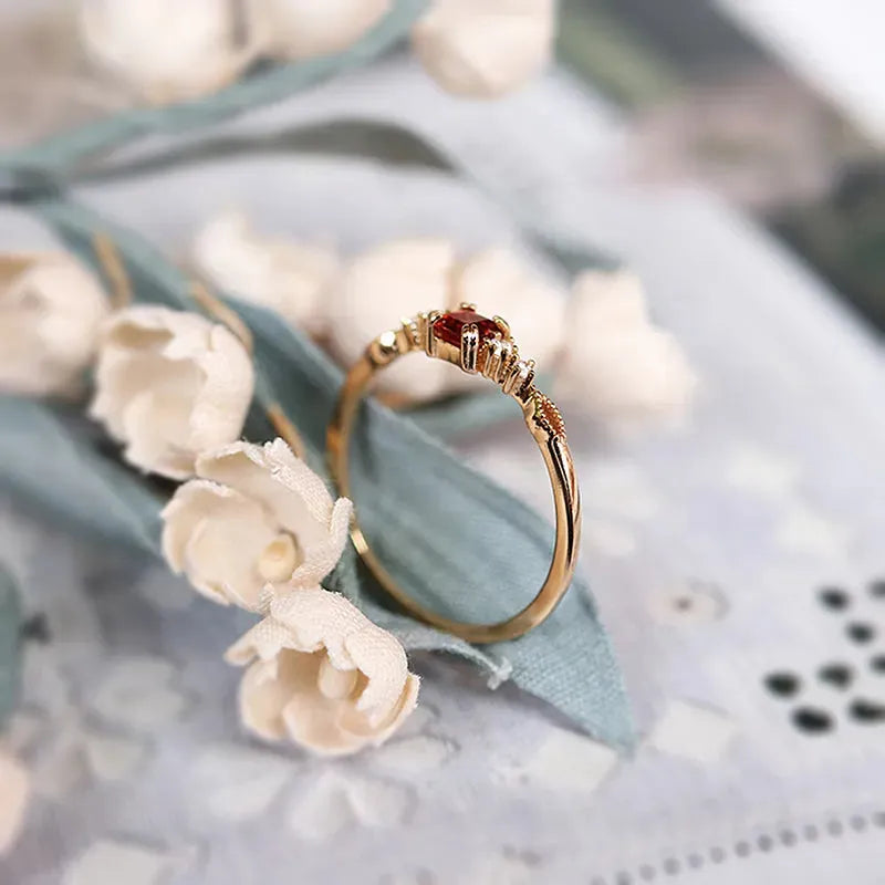 Bague Éclat Grenatique | Bague femme en grenat et argent 925 plaqué or