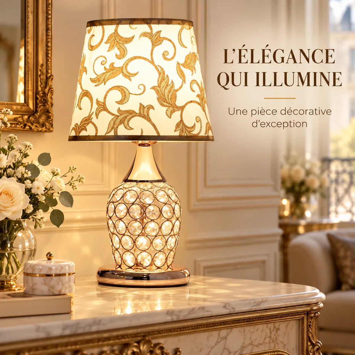 Lampe de Table Europe | Lampe de chevet en cristal, style européen romantique