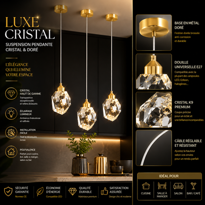 AURÉLIA | Lustre Salon Cristal LED Élégant pour Salle à Manger & Cuisine