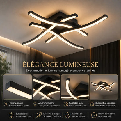 ÉLYSIA | Plafonnier à LED Incurvé Moderne pour Salon, Chambre et Cuisine