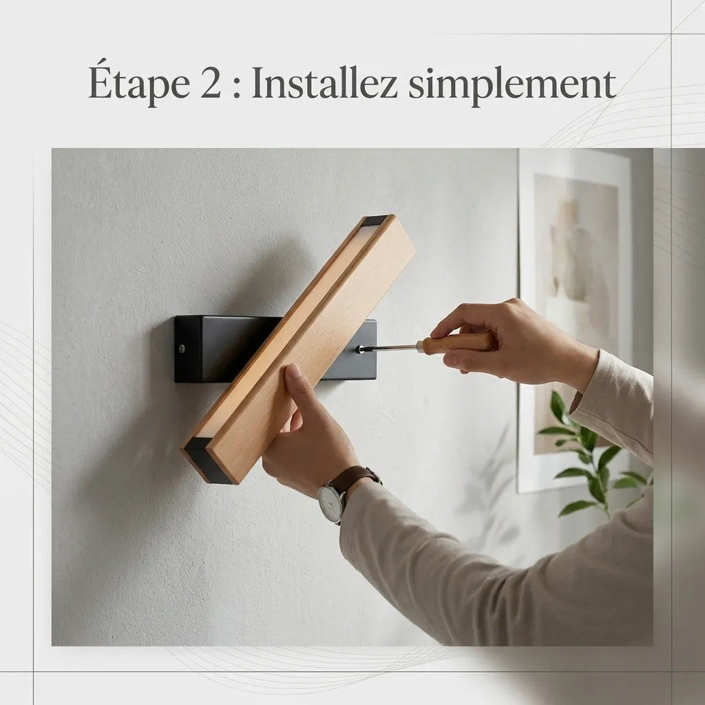 Applique Murale pour Chambre, design nordique, base bois & corps rotatif