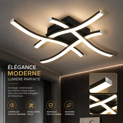 ÉLYSIA | Plafonnier à LED Incurvé Moderne pour Salon, Chambre et Cuisine