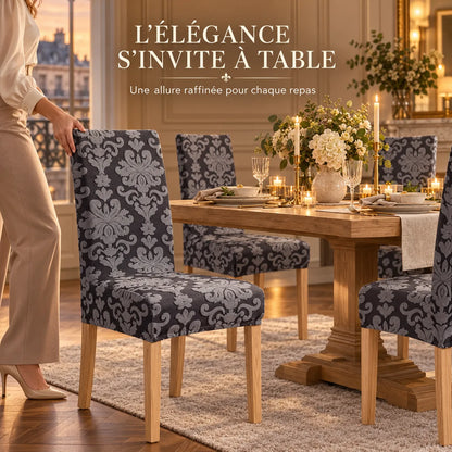 Housse de chaise extensible | Jacquard uni pour salle à manger et mariage