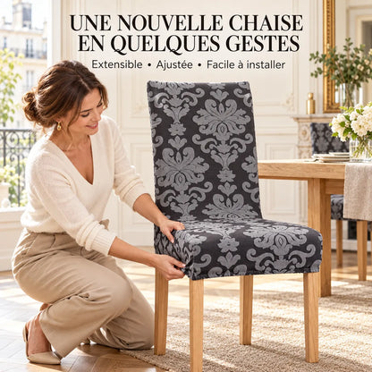 Housse de chaise extensible | Jacquard uni pour salle à manger et mariage