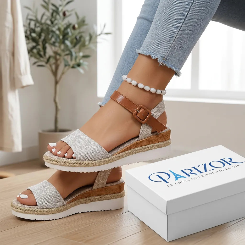 ELEVIA™ – Sandales Plateforme Femme Élégantes à Talon Compensé & Confort Été
