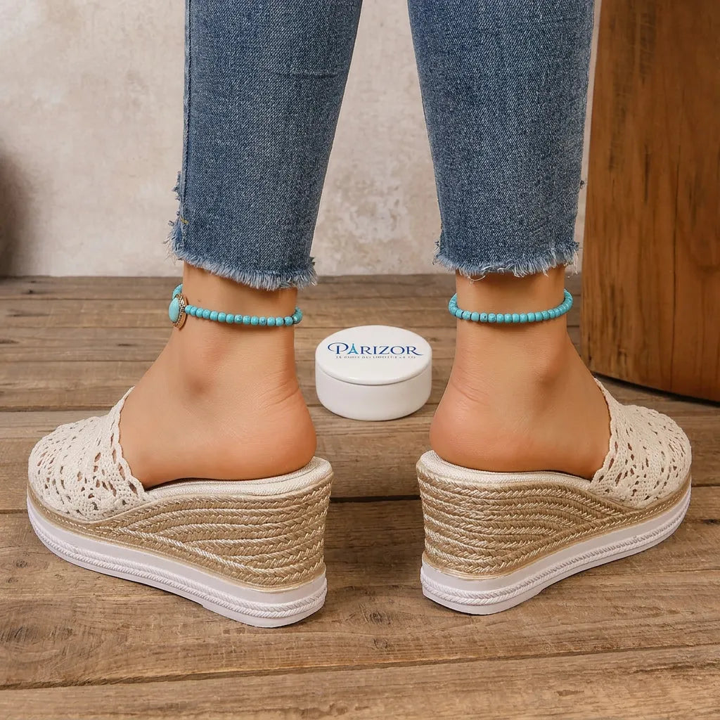 RETROLUX™ | Sandale Plate Forme Femme Cuir – Élégante & Confort