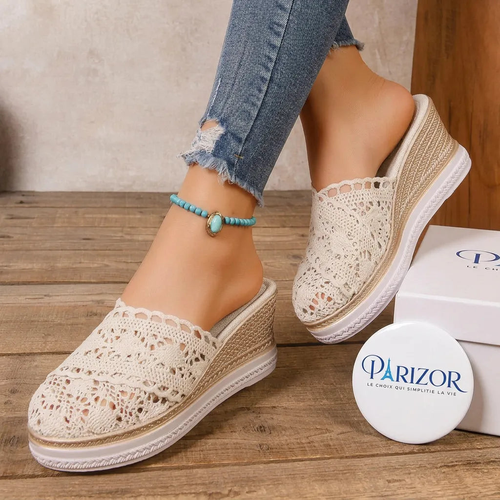 RETROLUX™ | Sandale Plate Forme Femme Cuir – Élégante & Confort