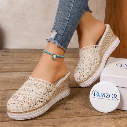 RETROLUX™ | Sandale Plate Forme Femme Cuir – Élégante & Confort
