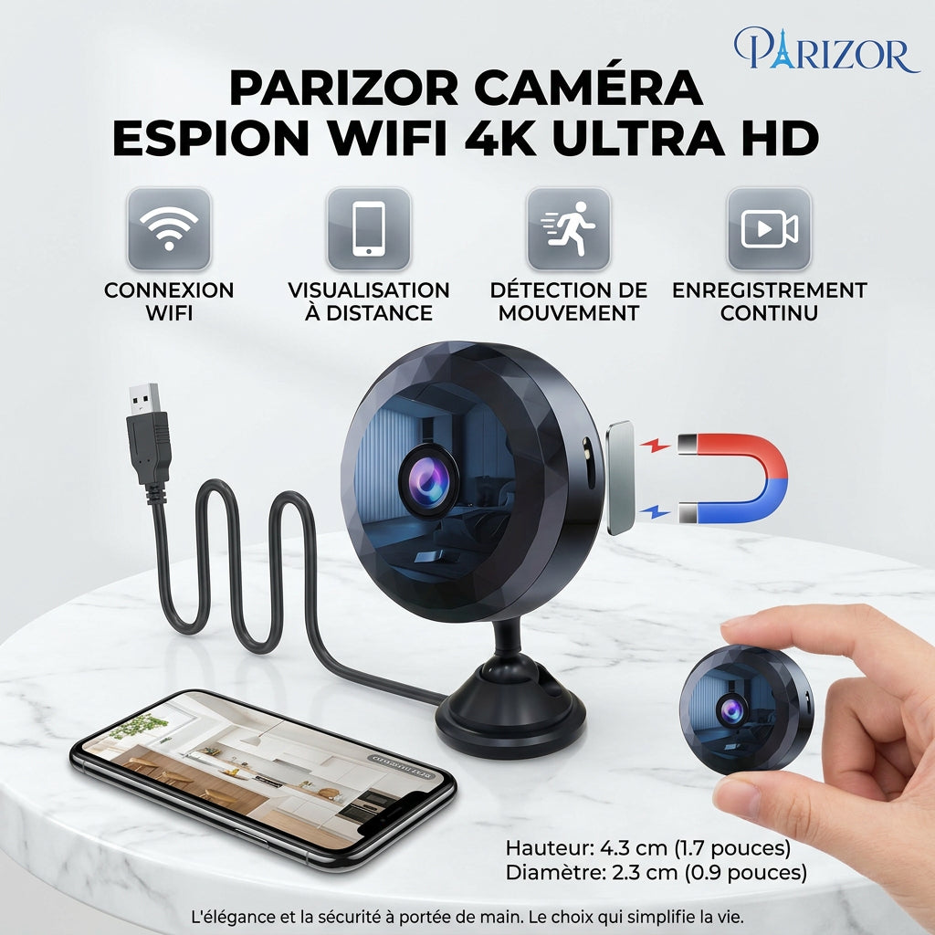 SecureCam - Mini caméra espion WiFi 1080P discrète | Surveillance maison intelligente