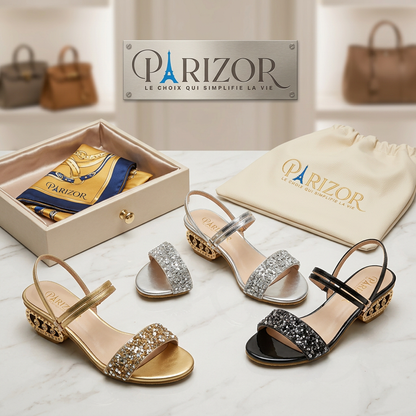 ÉCLAT DORÉ™ – Sandales Dorées Femme Plates à Paillettes Confort Été