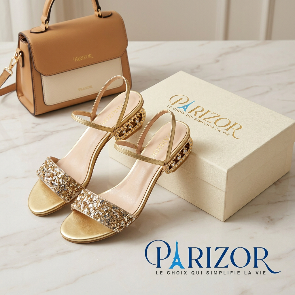 ÉCLAT DORÉ™ – Sandales Dorées Femme Plates à Paillettes Confort Été