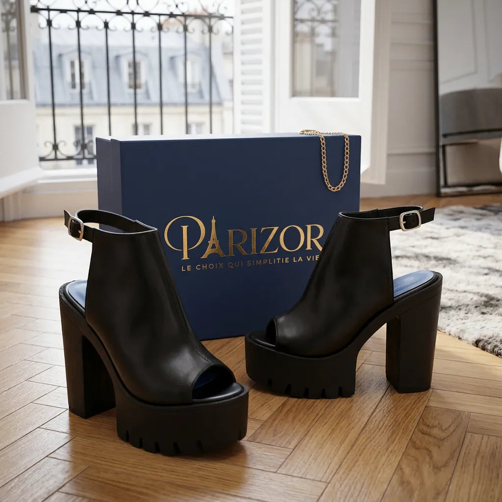 NOIR IMPÉRIA™ – Sandales Plateforme Femme Élégance Luxe & Hauteur Parfaite