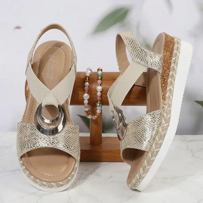 SERPENTIA DORÉ™ – Sandales Dorées Femme Compensées