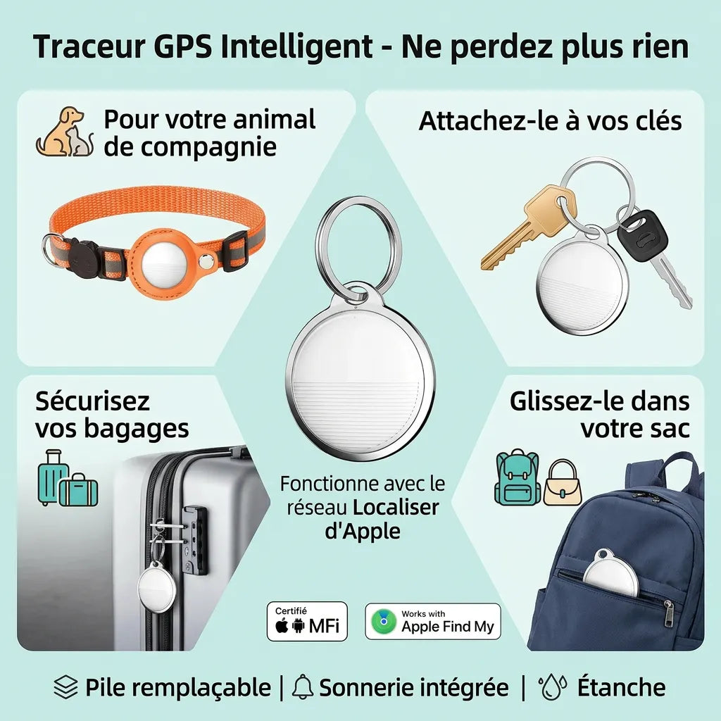 Trackéo Pro - Mini Traceur GPS Bluetooth Compatible Traceur GPS Sans Abonnement Compatible