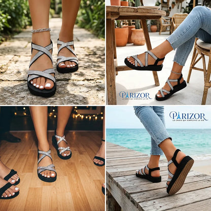 NOIRÉA CONFORT™ | Sandales Plates Noires Femme – Confort Léger Été