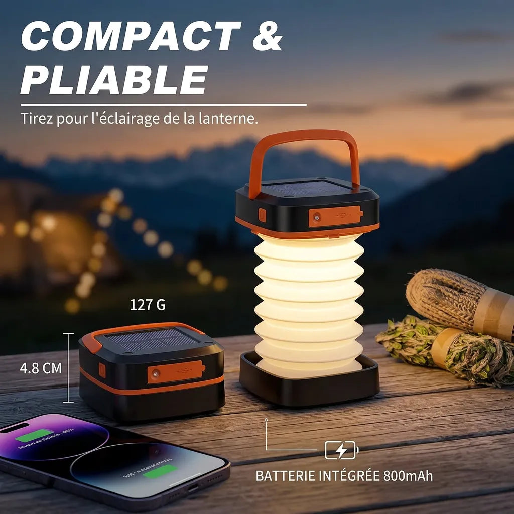 Lampe de Camping CampGlow | Lampe LED rechargeable pliable