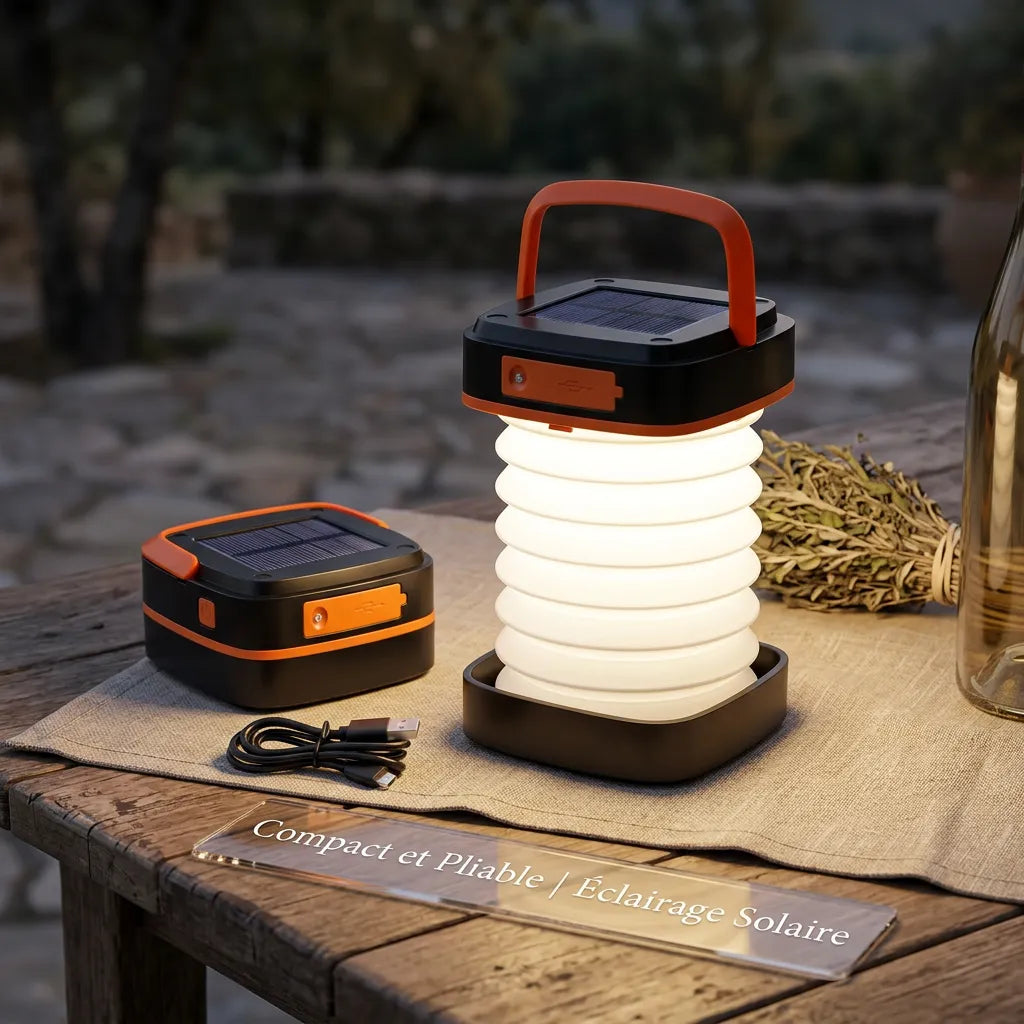 Lampe de Camping CampGlow | Lampe LED rechargeable pliable