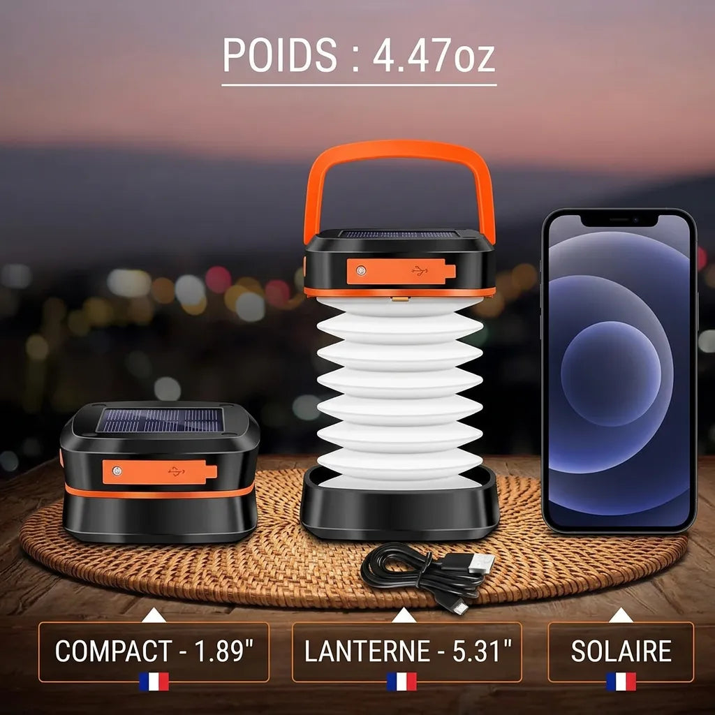 Lampe de Camping CampGlow | Lampe LED rechargeable pliable