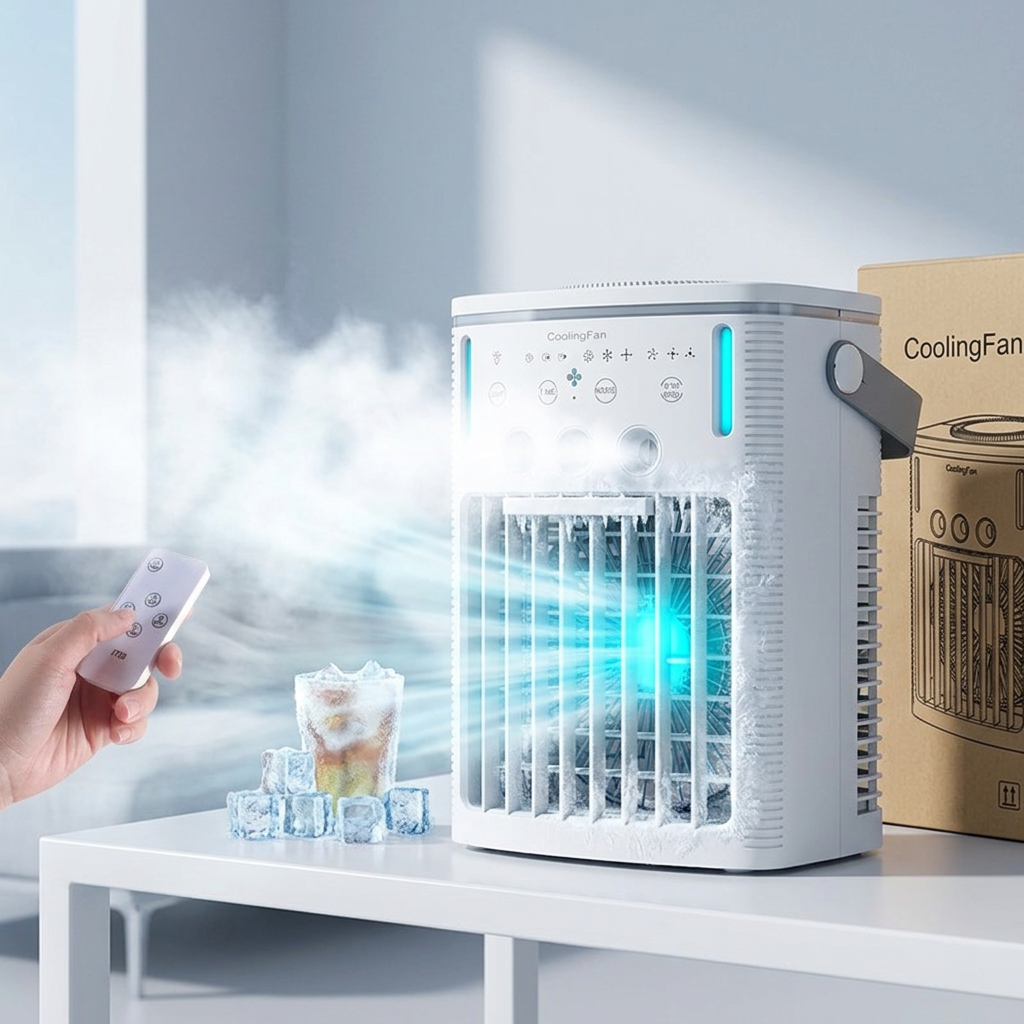 LumiAir | Ventilateur Brumisateur Rafraîchisseur d'Air USB 1000 ml avec Lumière d'Ambiance