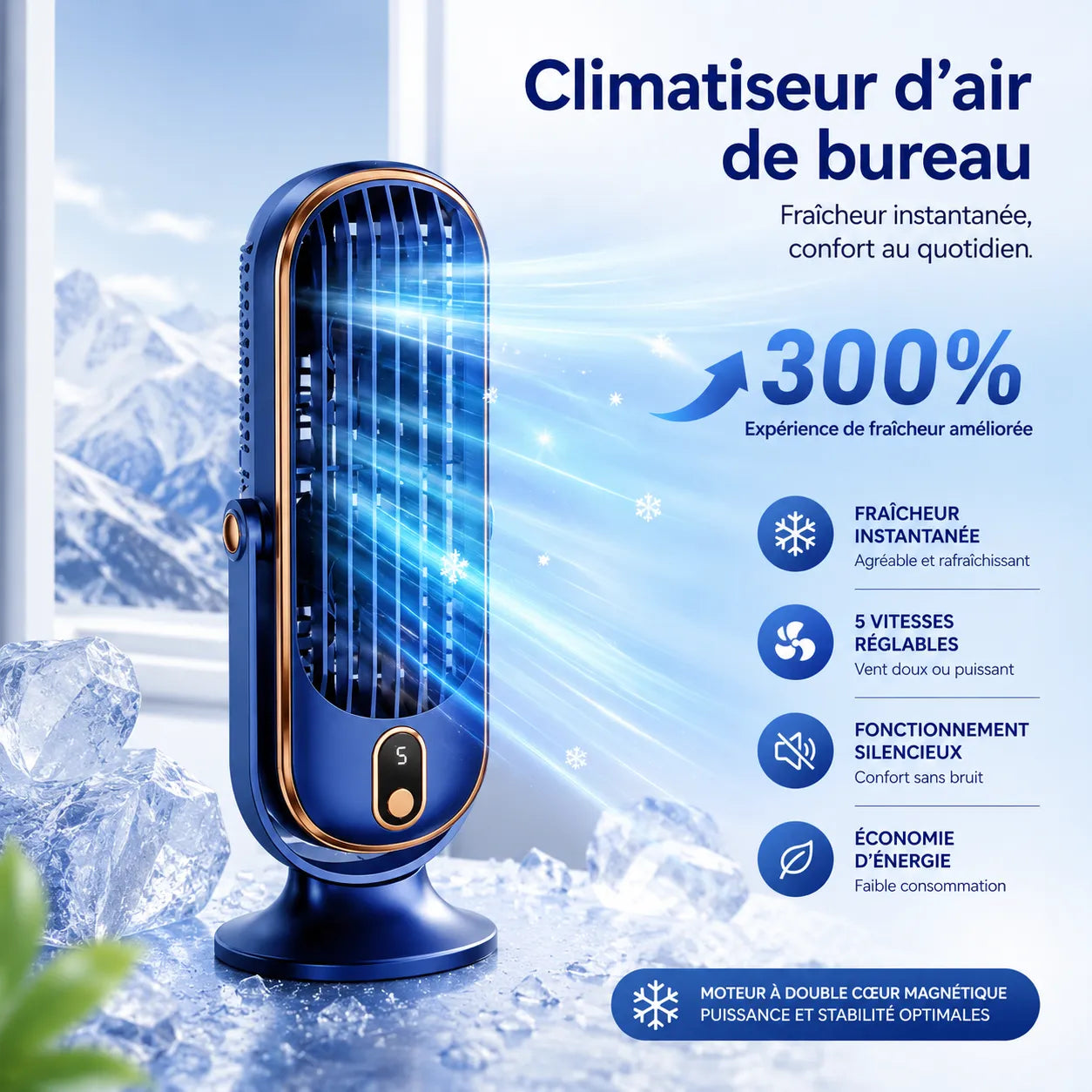 AeroMax | Ventilateur Rafraichisseur d Air Portable USB Double Moteur – Climatiseur Mobile